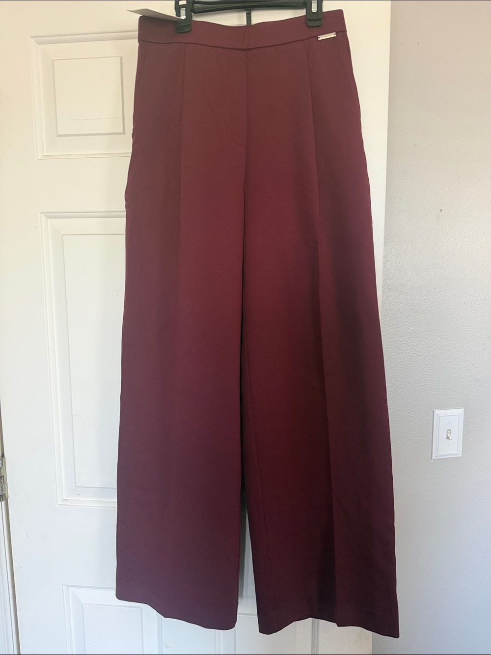 Calvin Klein Wine Wide-Leg Trousers